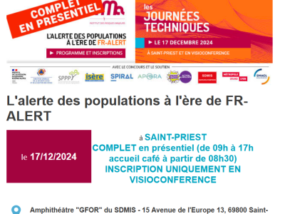 Journée technique IRMa « L'alerte des populations à l'ère de FR-ALERT » le 17 décembre 2024